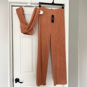NWT Lulus Make You Do a Double Take 2 Piece Sleeveless Top Wide Leg Pants XS
